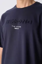 Tommylife Toptan O Yaka Oversize Baskılı Erkek T-Shirt 88328 Lacivert