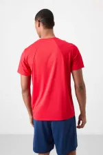 Tommylife Toptan O Yaka Standart Kalıp Aktif Spor Erkek T-Shirt 88391 Kırmızı