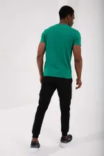 T-shirt basique Tommylife pour homme, col en V, coupe standard, vert foncé, référence 87912.
