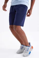 Tommylife Toptan İndigo Bağcıklı Standart Kalıp Basic Erkek Şort - 81212