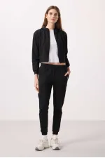 Ensemble de survêtement Tommylife Wholesale pour femme, à capuche et fermeture éclair, coupe oversize - 95328 Noir