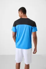 Tommylife Toptan O Yaka Standart Kalıp Aktif Spor Erkek T-Shirt 88386 Saks