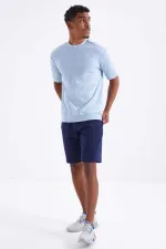 Tommylife Toptan İndigo Bağcıklı Standart Kalıp Basic Erkek Şort - 81212