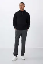 Tommylife Toptan Dar Kalıp Klasik Paça Erkek Eşofman Alt 84669 Antrasit Melanj