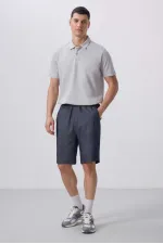 Short chino extensible léger, coupe standard, en denim bleu marine Tommylife Wholesale 81290