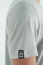 T-shirt basique Tommylife à col rond et coupe standard pour homme, gris clair chiné, référence 87911