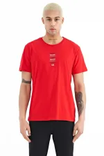 Tommylife Toptan Tylor O Yaka Standart Kalıp Baskılı Erkek T-Shirt 88227 Kırmızı