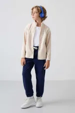 Tommylife Toptan Garson Boy Jogger Standart Kalıp Erkek Çocuk Polar Eşofman Alt 11220 Lacivert