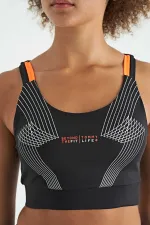 Bustier Tommylife Wholesale noir imprimé dos croisé en tissu scuba coupe slim pour femme - 97273