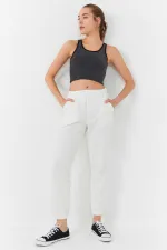 Tommylife Toptan Antrasit Melanj Basic Sıfır Kol Dar Kalıp U Yaka Kadın Crop Top Atlet - 97162