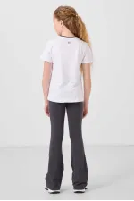 Ensemble de leggings Tommylife Wholesale Cotton à col rond, coupe standard et jambes évasées pour filles, référence 75192, blanc anthracite