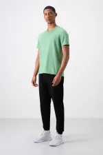 T-shirt basique Tommylife pour homme, col en V, coupe standard, vert pastel, référence 87912.