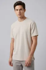 T-shirt homme beige Tommylife Wholesale, coupe confortable, souple et respirant - 88495