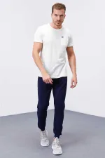 Tommylife Toptan İndigo Fermuar Cepli Dar Kalıp Jogger Erkek Eşofman Alt - 84343