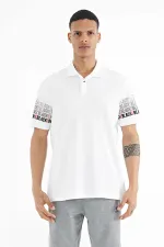 T-shirt homme Tommylife en gros, manches blanches imprimées, col polo, coupe standard - 88240