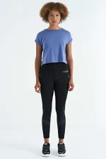 Tommylife Wholesale Purple Logo Print Crew Neck Drop Sleeve Oversize Women's Crop T-Shirt - 97262