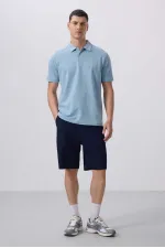 Short chino extensible léger, coupe standard, tissé, Tommylife Wholesale 81290 Bleu marine