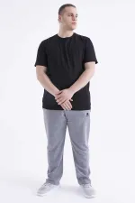 Tommylife Toptan Siyah Basic Kısa Kol O Yaka Büyük Beden Erkek T-Shirt - 88072