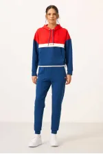 Tommylife Wholesale Parliament Hooded Color Block Women's Tracksuit Set - 95327