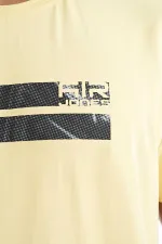 Tommylife Wholesale Peter Pan Neck Standard Fit Printed Men's T-Shirt 88204 Yellow