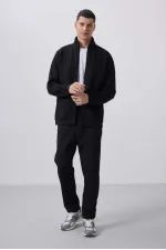 Tommylife Wholesale Textured Surface Comfortable Fit Men's Tracksuit Set 85273 Black