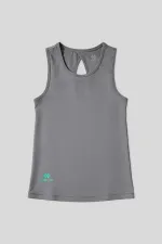 Débardeur de sport Tommylife pour femme, gris foncé, coupe standard, dos croisé - 97296