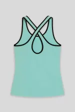 Débardeur de sport Tommylife Wholesale vert aqua pour femme, sans manches, coupe standard, bandoulière - 97094