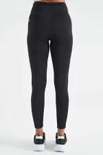 Leggings Tommylife pour femme, taille haute, coupe slim, en tissu scuba noir avec logo imprimé - 94627