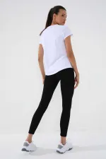 Tommylife Toptan Beyaz Basic Kısa Kol Standart Kalıp O Yaka Kadın T-Shirt - 97144