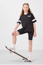 Ensemble de leggings Tommylife Wholesale pour filles, coupe standard, col en V et ceinture détaillée, noir, référence 75187