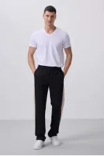 Pantalon palazzo pour homme Tommylife Wholesale, coupe standard, surface texturée, référence 82171, noir et beige