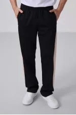 Pantalon palazzo pour homme Tommylife Wholesale, coupe standard, surface texturée, référence 82171, noir et beige