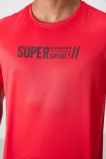 Tommylife Toptan O Yaka Standart Kalıp Aktif Spor Erkek T-Shirt 88385 Kırmızı