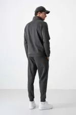 Tommylife Toptan Hugo Rahat Kalıp Jogger Erkek Eşofman Takım 85198 Antrasit Melanj