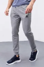 Tommylife Toptan Gri Melanj Fermuar Cepli Dar Kalıp Jogger Erkek Eşofman Alt - 84343