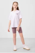 Tommylife Toptan V Yaka Kemer Detaylı Standart Fit Performans Kız Çocuk Tayt Takım 75187 Beyaz Gül kurusu