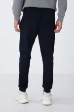 Tommylife Toptan Lacivert Fermuar Cepli Standart Kalıp Jogger Erkek Eşofman Alt - 84651