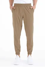 Tommylife Wholesale Beige Men's Basic Sweatpants with Pockets, Drawstring, Comfortable Fit, Elasticated Hem - 84826