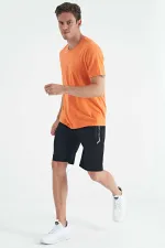 Tommylife Toptan O Yaka Standart Kalıp Basic Erkek T-Shirt 87911 Oranj