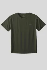 Tommylife Toptan Haki O Yaka Basic Battal Büyük Beden Kadın T-Shirt - 97308