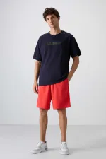 Tommylife Toptan O Yaka Oversize Baskılı Erkek T-Shirt 88334 Lacivert