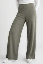 Tommylife Wholesale Dark Beige Comfort Fit Wide Leg Corset Palazzo Women's Trousers - 94681 Tommylife Wholesale Dark Beige Comfort Fit Wide Leg Corset Palazzo Women's Trousers - 94681
