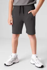 Tommlife Wholesale Anthracite Standard Fit Basic Performance Boys Shorts - 11303