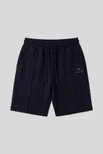 Tommylife Toptan Lacivert Oversize Fit Basic Ön Dikiş Detaylı Erkek Şort - 81283