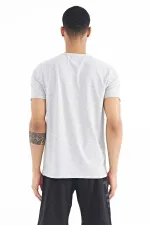 Tommylife Wholesale George Crew Neck Standard Fit Printed Men's T-Shirt 88220 Grey Melange