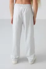 Tommylife Wholesale 7-15 Years Wide Leg Standard Fit Girls' Sweatpants 75144 Snow Melange