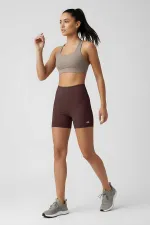 Leggings courts motardes marron taille haute coupe slim pour femmes Tommlife Wholesale - 91017