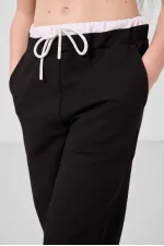 Ensemble de survêtement palazzo Tommylife Wholesale pour filles, col rond, imprimé, jambes larges, coupe standard, blanc et noir, référence 75171