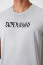 Tommylife Toptan O Yaka Standart Kalıp Aktif Spor Erkek T-Shirt 88385 Gri