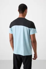 Tommylife Toptan O Yaka Standart Kalıp Aktif Spor Erkek T-Shirt 88386 Açık Mavi